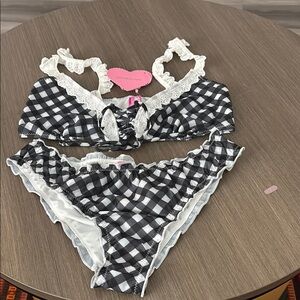 Dolls Kill Black and White Checkered Bikini Set